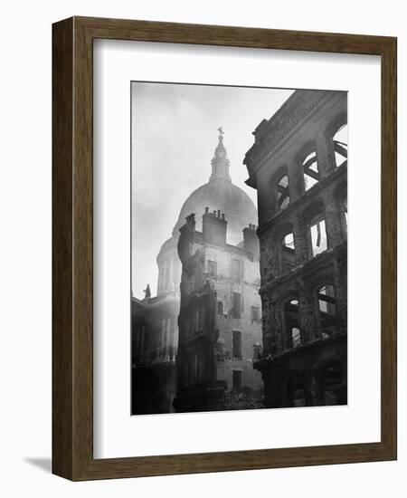 Saint Paul's Cathedral Admist Ruins-null-Framed Photographic Print