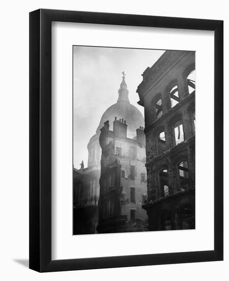 Saint Paul's Cathedral Admist Ruins-null-Framed Photographic Print