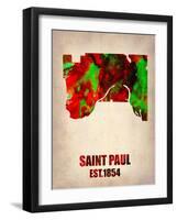 Saint Paul Watercolor Map-NaxArt-Framed Art Print
