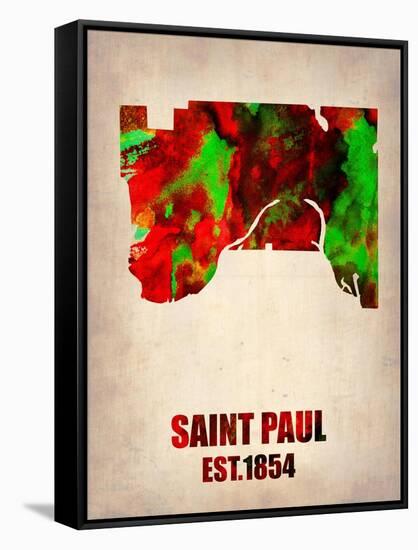 Saint Paul Watercolor Map-NaxArt-Framed Stretched Canvas