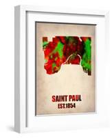 Saint Paul Watercolor Map-NaxArt-Framed Art Print