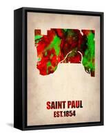 Saint Paul Watercolor Map-NaxArt-Framed Stretched Canvas