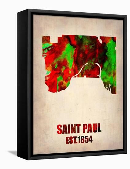 Saint Paul Watercolor Map-NaxArt-Framed Stretched Canvas