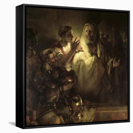 Saint Peter Denying Christ-Rembrandt van Rijn-Framed Stretched Canvas