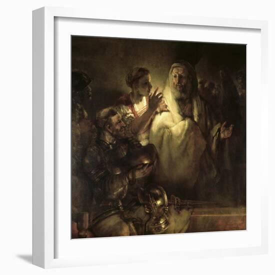 Saint Peter Denying Christ-Rembrandt van Rijn-Framed Giclee Print