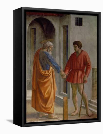 Saint Peter Hands the Tribute to the Tax Collector-Masaccio-Framed Stretched Canvas