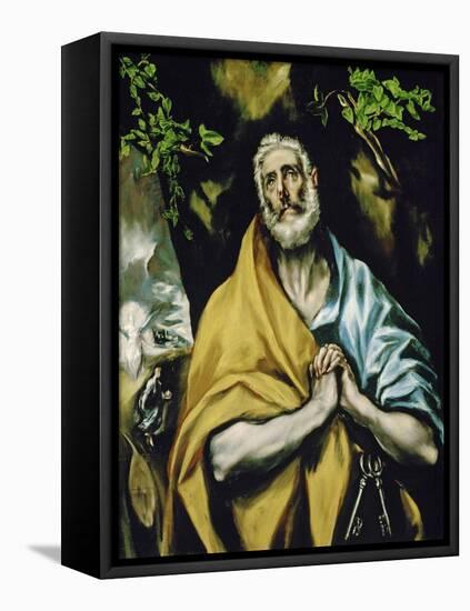 Saint Peter in Penitence, 1585-1590-El Greco-Framed Stretched Canvas