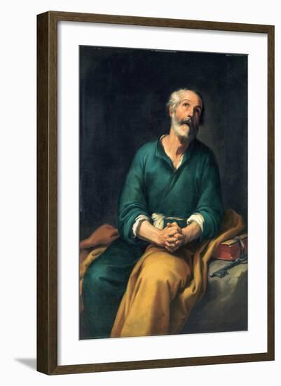 Saint Peter in Tears, C. 1655-Bartolomé Estebàn Murillo-Framed Premium Giclee Print