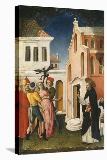 Saint Peter Martyr Exorcising a Woman Possessed by a Devil, 1440-50-Antonio Vivarini-Stretched Canvas