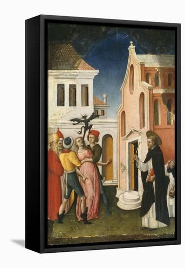 Saint Peter Martyr Exorcising a Woman Possessed by a Devil, 1440-50-Antonio Vivarini-Framed Stretched Canvas