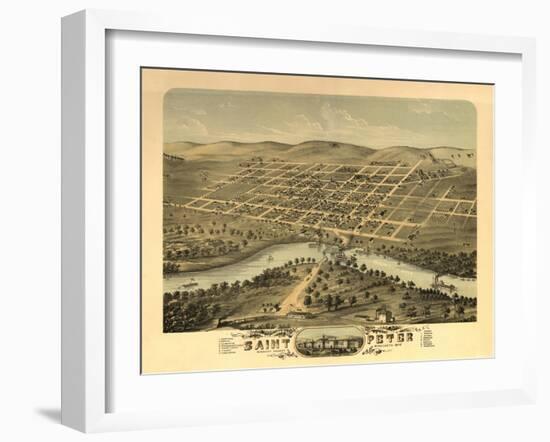 Saint Peter, Minnesota - Panoramic Map-Lantern Press-Framed Art Print