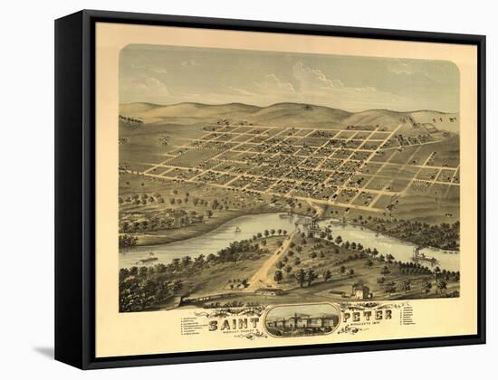 Saint Peter, Minnesota - Panoramic Map-Lantern Press-Framed Stretched Canvas