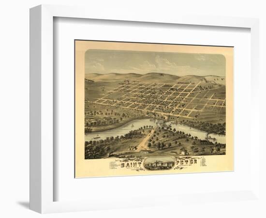 Saint Peter, Minnesota - Panoramic Map-Lantern Press-Framed Art Print