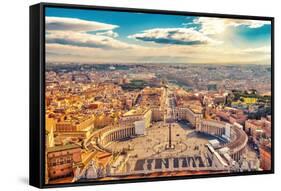 Saint Peter's Square in Vatican and Aerial View of Rome-S Borisov-Framed Stretched Canvas