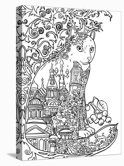 Saint Petersburg Cat: LINE ART-Oxana Zaika-Stretched Canvas