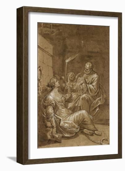 Saint Pierre visitant sainte Agathe dans sa prison-Donato Creti-Framed Giclee Print