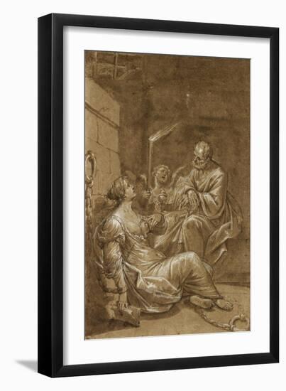 Saint Pierre visitant sainte Agathe dans sa prison-Donato Creti-Framed Giclee Print