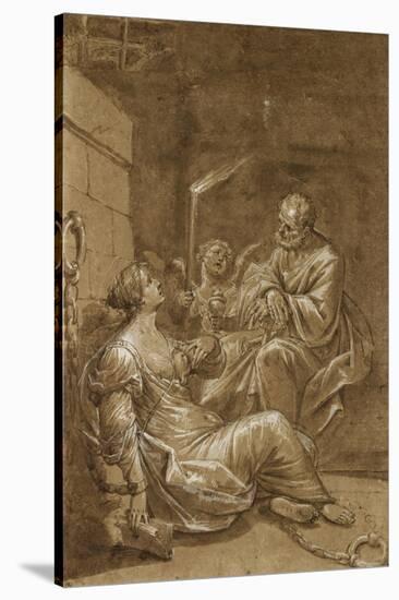 Saint Pierre visitant sainte Agathe dans sa prison-Donato Creti-Stretched Canvas