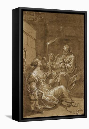 Saint Pierre visitant sainte Agathe dans sa prison-Donato Creti-Framed Stretched Canvas