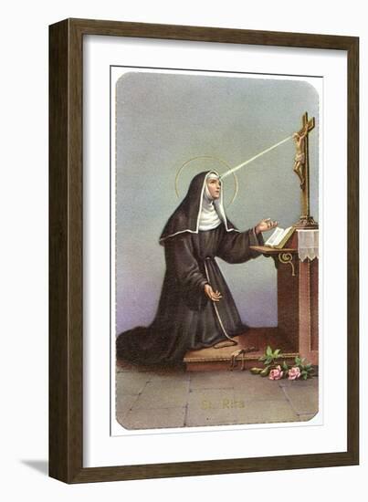 Saint Rita Praying-null-Framed Art Print