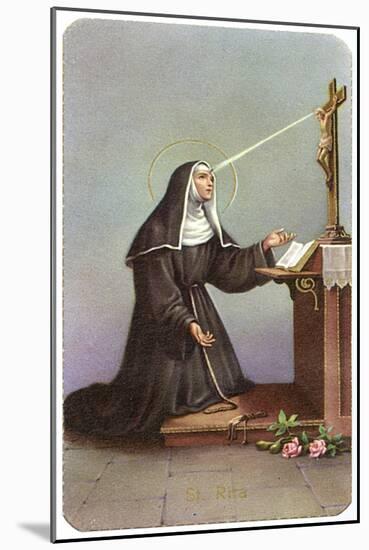 Saint Rita Praying-null-Mounted Art Print