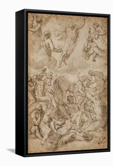 Saint Roch and the Virgin Interceding with Christ on Behalf of Plague Victims-Sante Peranda-Framed Stretched Canvas