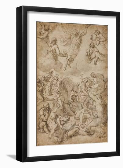 Saint Roch and the Virgin Interceding with Christ on Behalf of Plague Victims-Sante Peranda-Framed Giclee Print