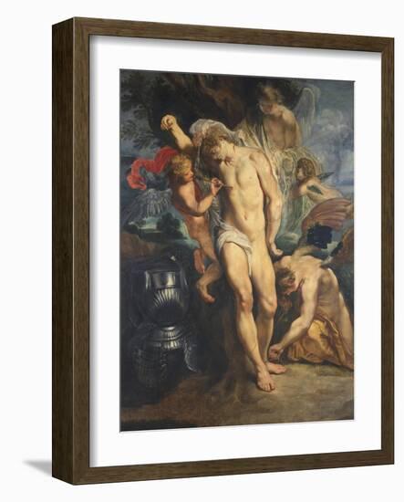 Saint Sebastian Tended by Angels, 1601-02-Peter Paul Rubens-Framed Giclee Print