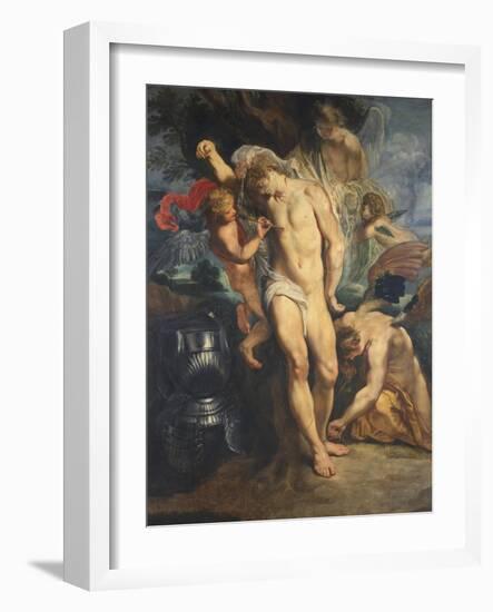 Saint Sebastian Tended by Angels, 1601-02-Peter Paul Rubens-Framed Giclee Print