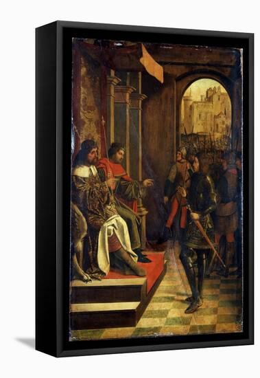 Saint Sebastien before the Emperors Diokletian and Maximian, Late 15th Century-Josse Lieferinxe-Framed Stretched Canvas