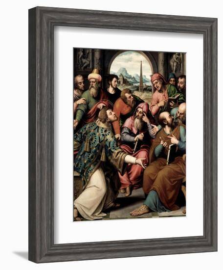 Saint Stephen in the Synagogue, Ca. 1562-Juan De juanes-Framed Giclee Print