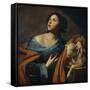 Sainte Agnes (Agnes De Rome, 290-303) - Peinture De Massimo Stanzione (Vers 1585-Vers 1658) - 1635--Massimo Stanzione-Framed Stretched Canvas