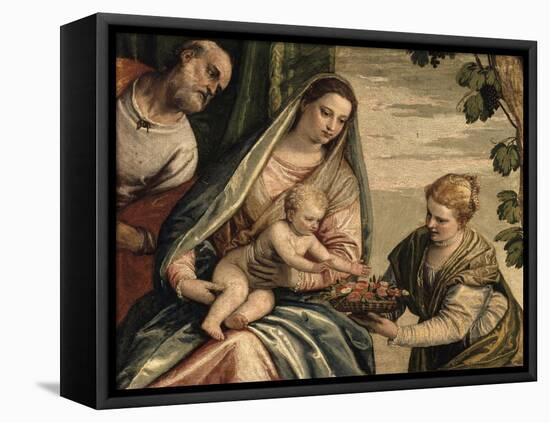 Sainte Famille avec sainte Dorothée-Paolo Véronèse-Framed Stretched Canvas