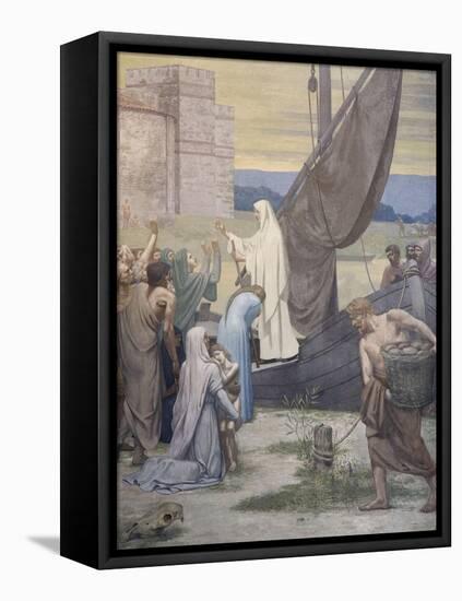 Sainte Geneviève ravitaille Paris assiégé par les Huns d'Attila-Pierre Puvis de Chavannes-Framed Stretched Canvas