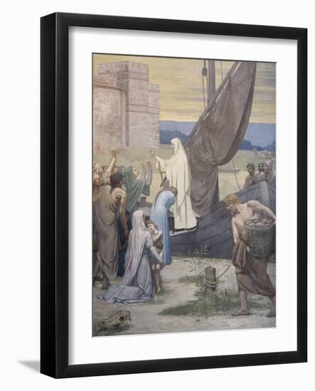 Sainte Geneviève ravitaille Paris assiégé par les Huns d'Attila-Pierre Puvis de Chavannes-Framed Giclee Print