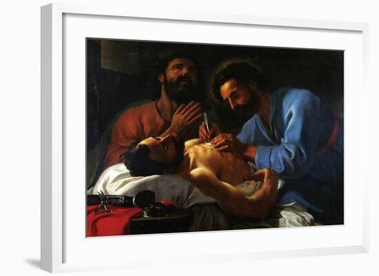 Saints Cosmas & Damien Dressing A Chest Wound-Antoine de Favray-Framed Art Print