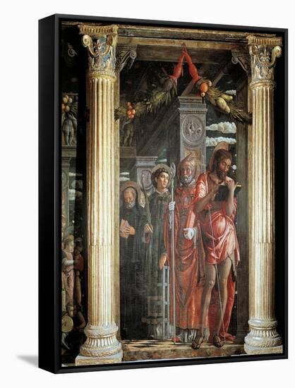 Saints John and Lorenzo and Two Saints, Detail from San Zeno Altarpiece, 1456-1460-Andrea Mantegna-Framed Stretched Canvas