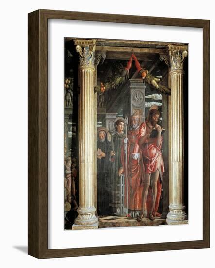 Saints John and Lorenzo and Two Saints, Detail from San Zeno Altarpiece, 1456-1460-Andrea Mantegna-Framed Giclee Print