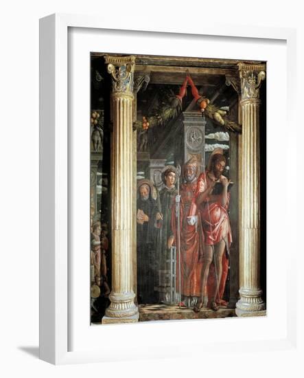 Saints John and Lorenzo and Two Saints, Detail from San Zeno Altarpiece, 1456-1460-Andrea Mantegna-Framed Giclee Print