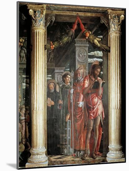 Saints John and Lorenzo and Two Saints, Detail from San Zeno Altarpiece, 1456-1460-Andrea Mantegna-Mounted Giclee Print