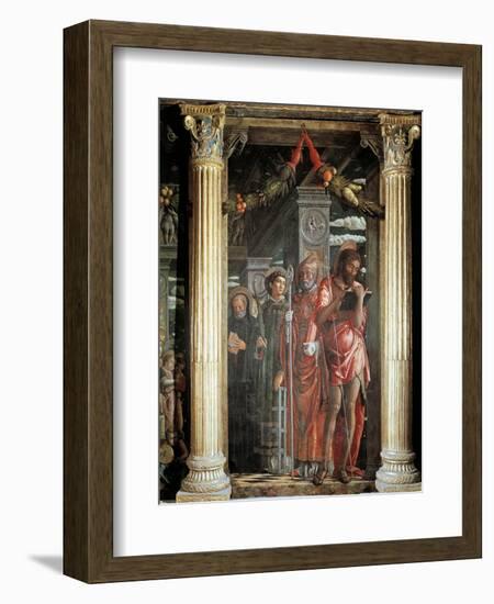 Saints John and Lorenzo and Two Saints, Detail from San Zeno Altarpiece, 1456-1460-Andrea Mantegna-Framed Giclee Print