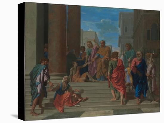 Saints Peter and John Healing the Lame Man, 1655-Nicolas Poussin-Stretched Canvas