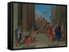 Saints Peter and John Healing the Lame Man, 1655-Nicolas Poussin-Framed Stretched Canvas