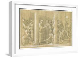 Saints Peter and John Healing the Sick at the Gates of the Temple, C. 1530-Parmigianino-Framed Giclee Print