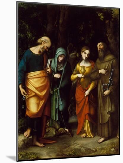 Saints Peter, Martha, Mary Magdalen, and Leonard, c.1515-7-Correggio-Mounted Giclee Print