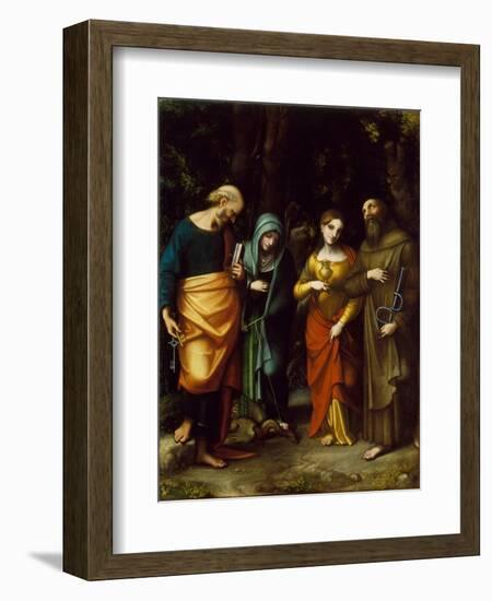 Saints Peter, Martha, Mary Magdalen, and Leonard, c.1515-7-Correggio-Framed Giclee Print