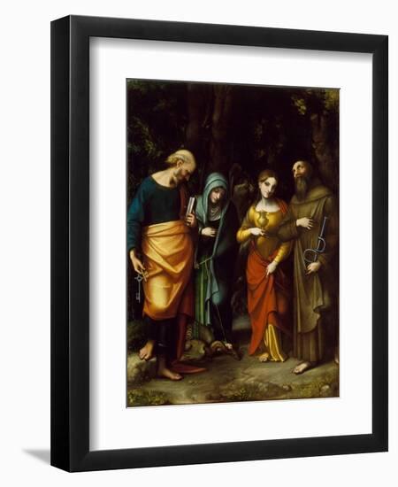 Saints Peter, Martha, Mary Magdalen, and Leonard, c.1515-7-Correggio-Framed Giclee Print