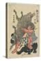 Sakata Kintaro Playing with Wild Animals in Mountain, Late 18th Century-Katsukawa Shunsho-Stretched Canvas