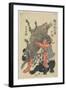 Sakata Kintaro Playing with Wild Animals in Mountain, Late 18th Century-Katsukawa Shunsho-Framed Giclee Print