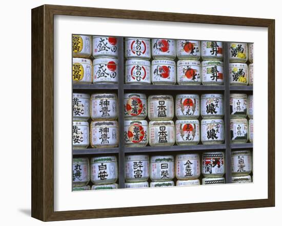 Sake Barrels, Tsuruoka Hachmangu Shrine, Kamakura, Japan-Rob Tilley-Framed Premium Photographic Print